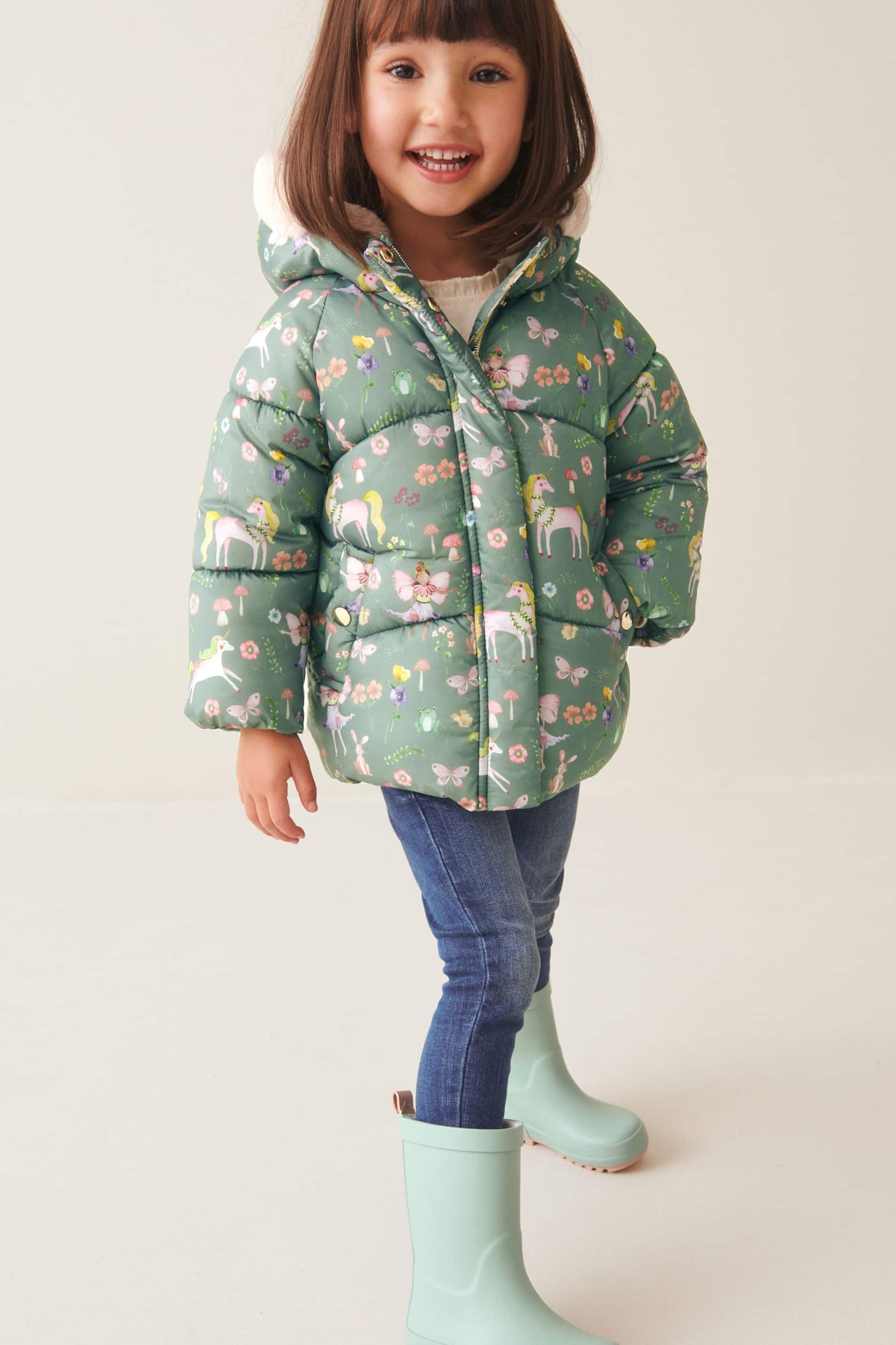 Khaki Green Printed Shower Resistant Padded Coat (3mths-7yrs) - Image 2 of 11