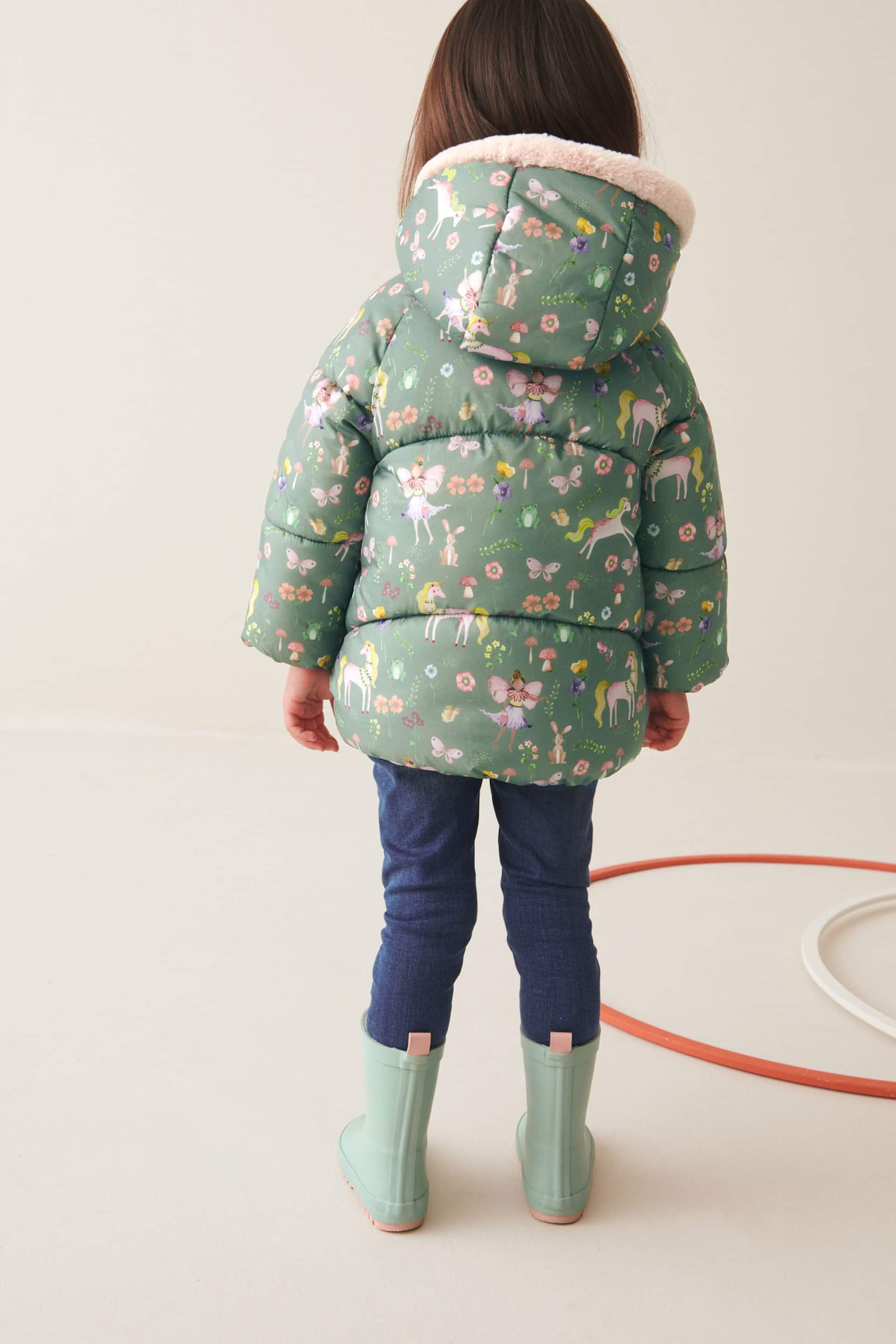 Khaki Green Printed Shower Resistant Padded Coat (3mths-7yrs) - Image 3 of 11