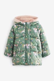 Khaki Green Printed Shower Resistant Padded Coat (3mths-7yrs) - Image 6 of 11