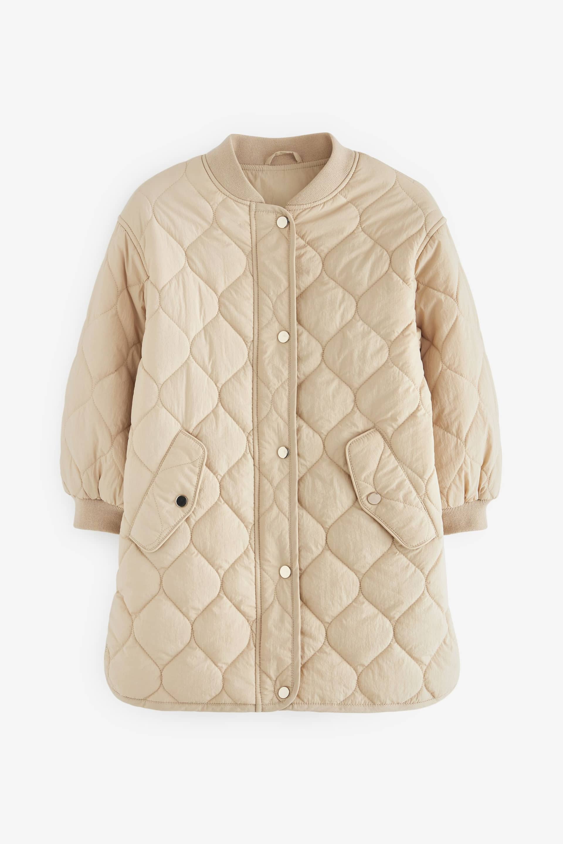 Neutral Longline Quilted Padded Coat (3-16yrs) - Image 2 of 7