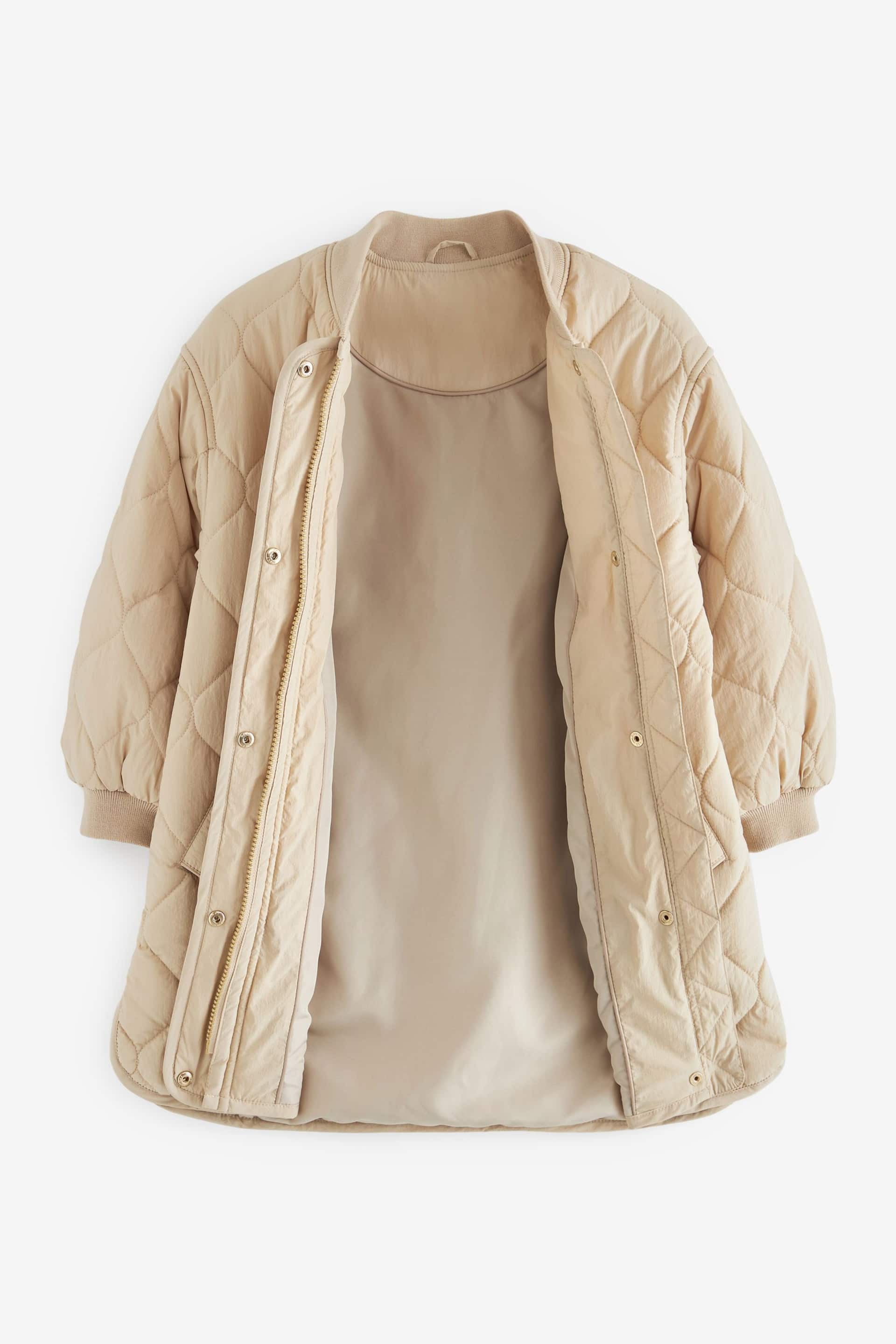 Neutral Longline Quilted Padded Coat (3-16yrs) - Image 3 of 7