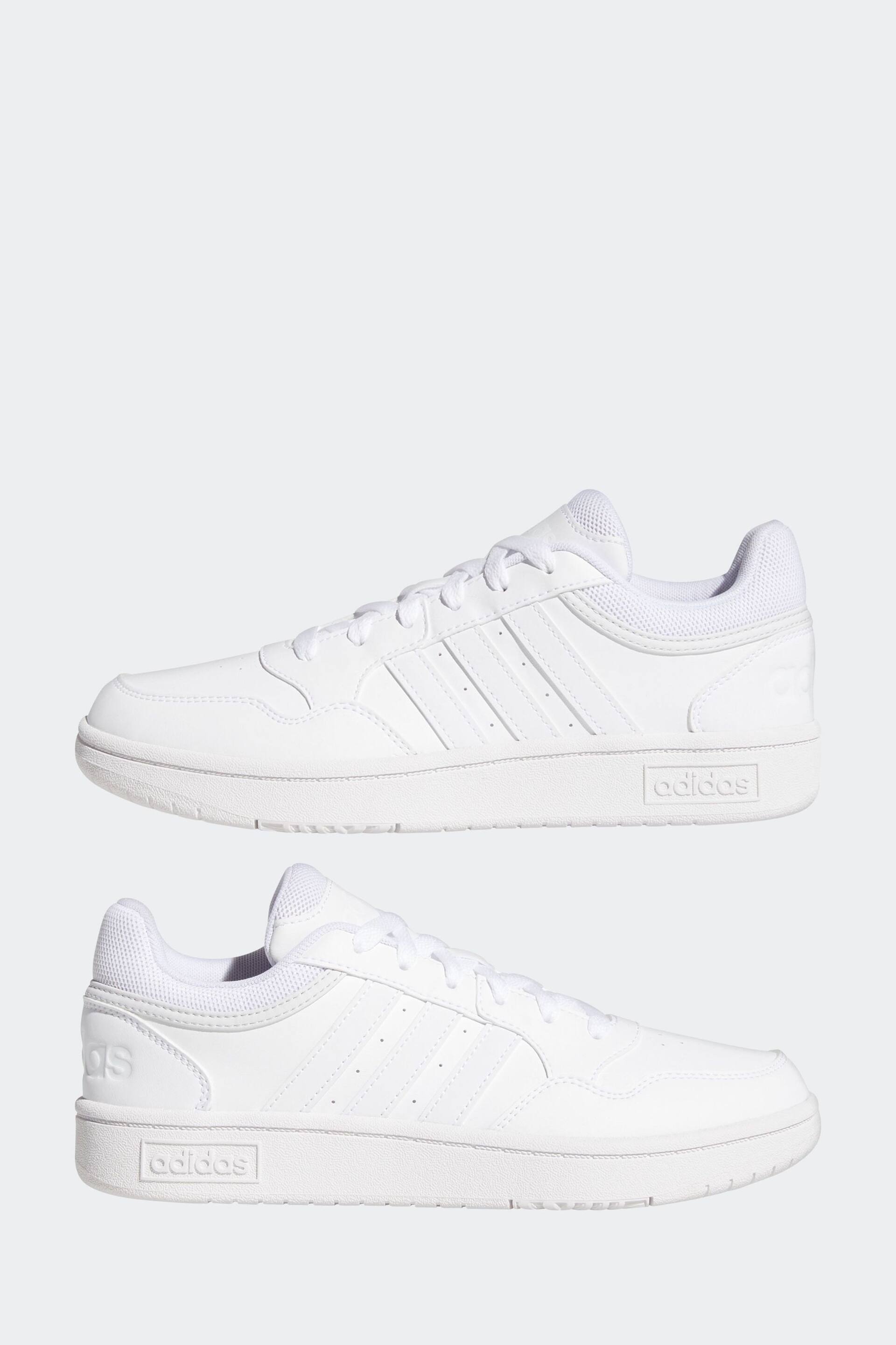adidas Originals White Hoops 3.0 Low Classic Trainers - Image 6 of 11