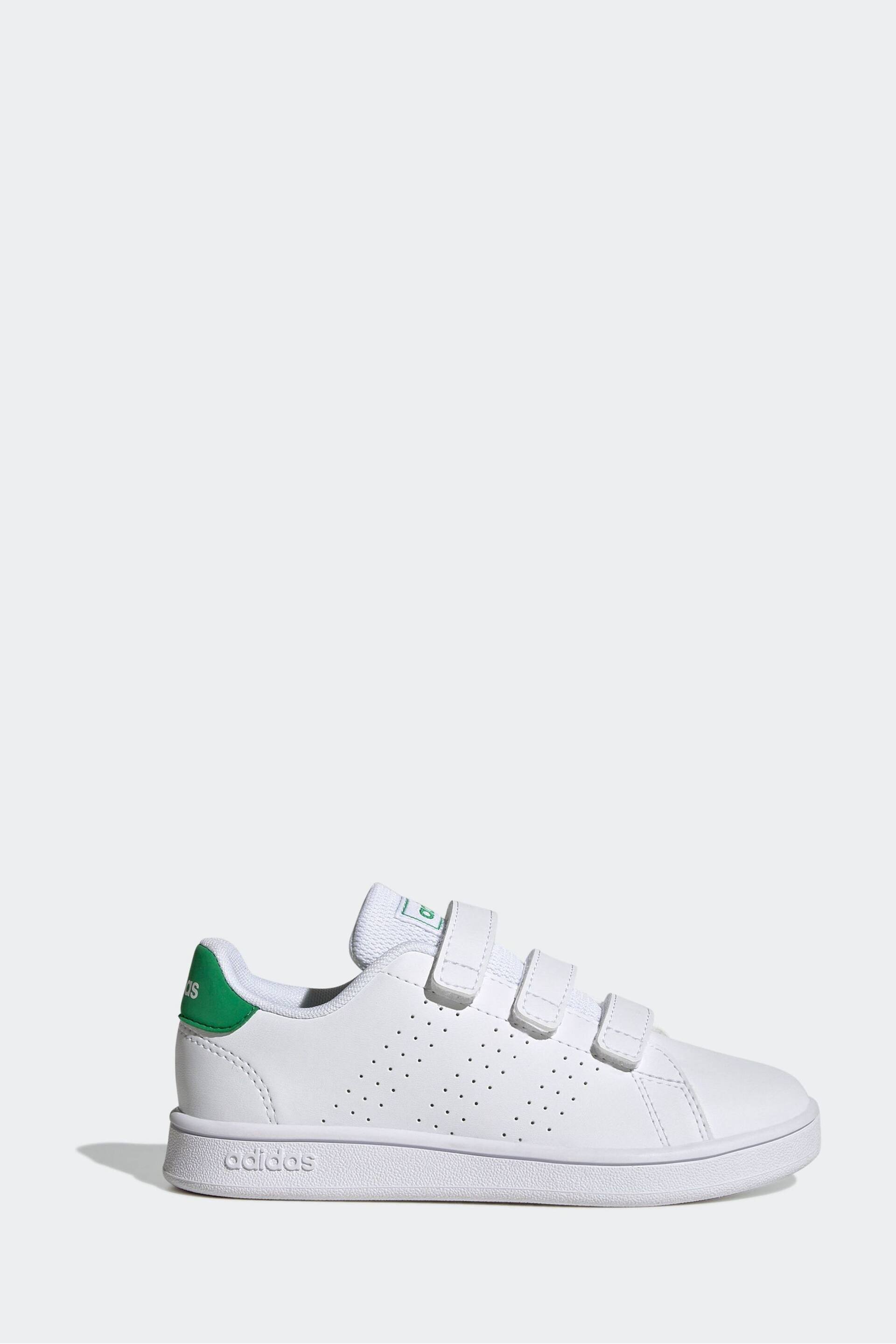 adidas Green/White Sportswear Advantage Court Lifestyle Hook And Loop Trainers - Image 1 of 9