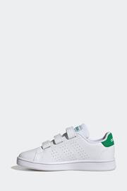 adidas Green/White Sportswear Advantage Court Lifestyle Hook And Loop Trainers - Image 2 of 9