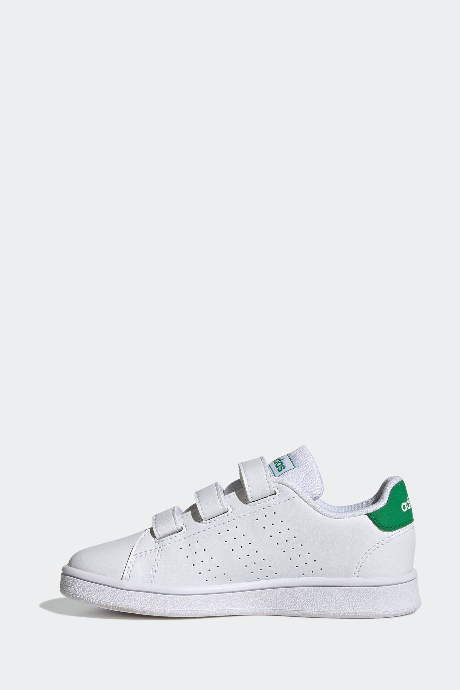 adidas Green/White Sportswear Advantage Court Lifestyle Hook And Loop Trainers - Image 2 of 9