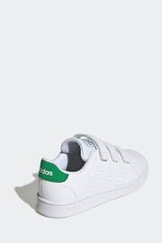 adidas Green/White Sportswear Advantage Court Lifestyle Hook And Loop Trainers - Image 3 of 9