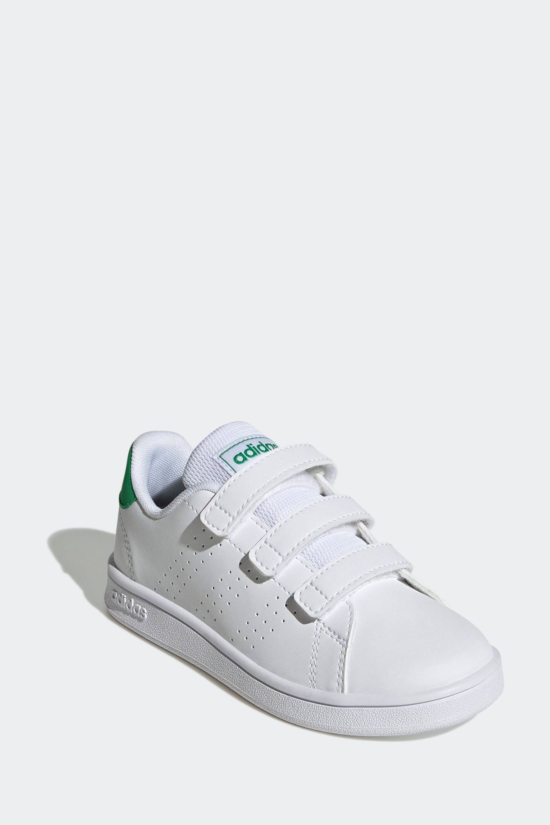 adidas Green/White Sportswear Advantage Court Lifestyle Hook And Loop Trainers - Image 4 of 9