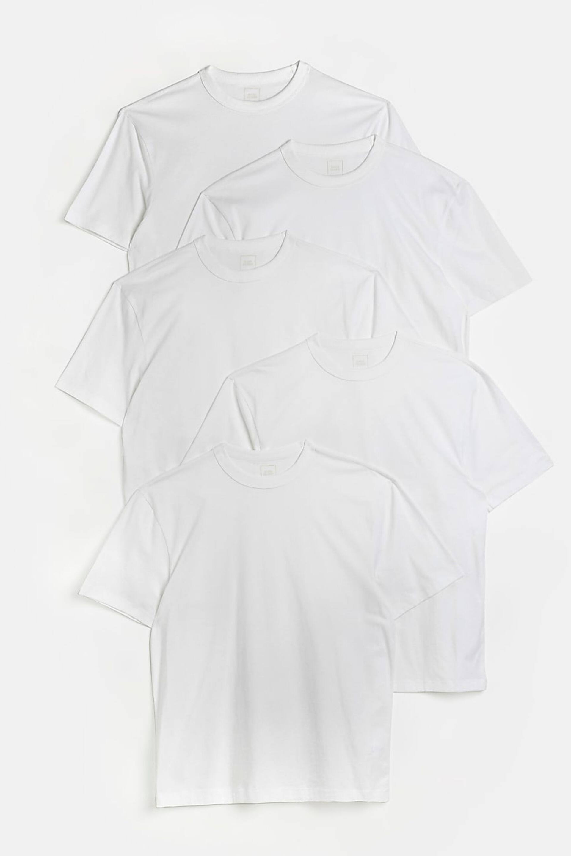 River Island White Regular T-Shirts 5 Pack - Image 1 of 6