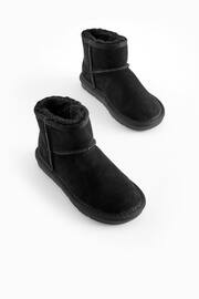 Black Short Warm Lined Water Repellent Suede Pull-On Boots - Image 1 of 5