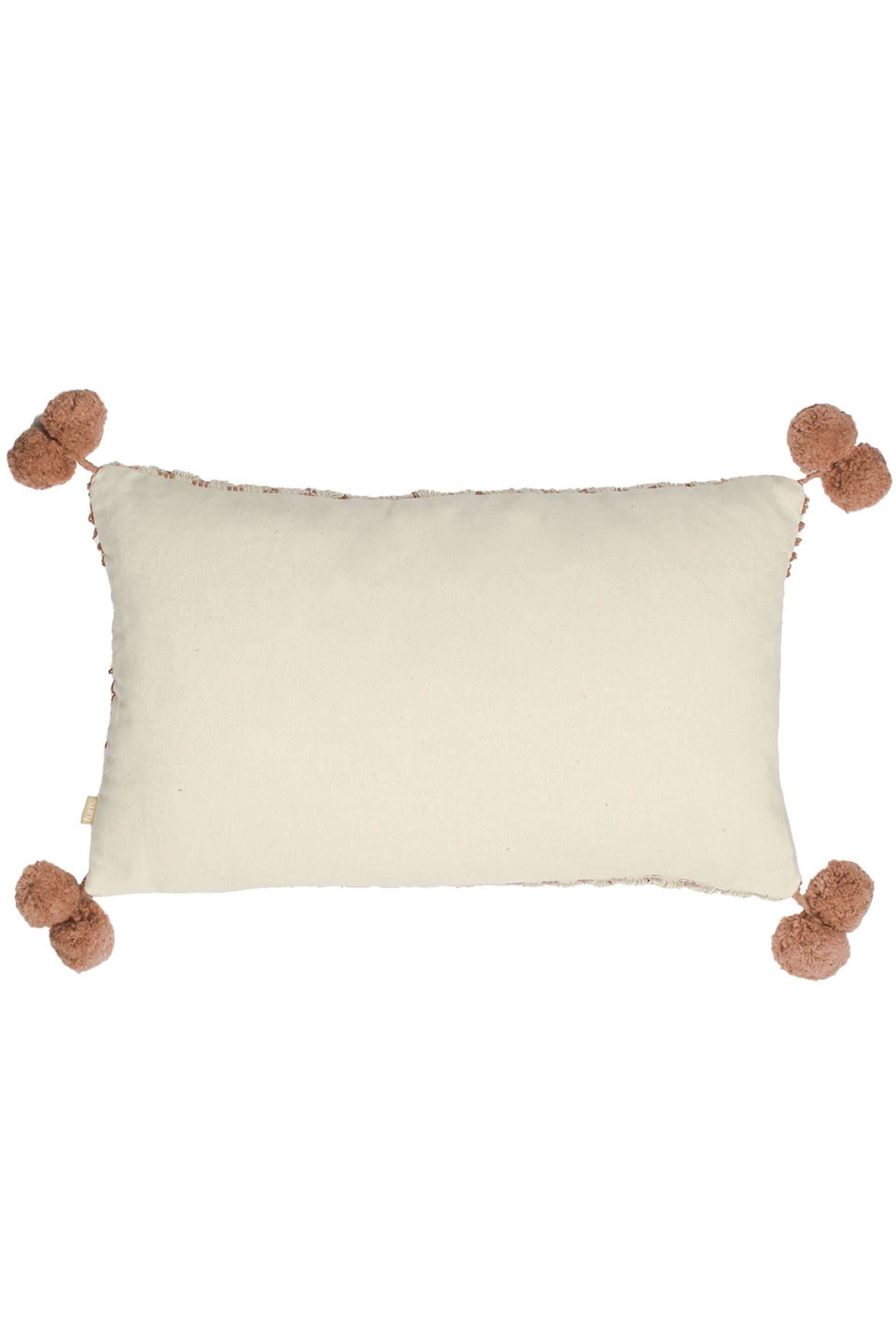 furn. Brown Ayaan Woven Loop Tufted Cotton Double Pom Pom Cushion - Image 4 of 5