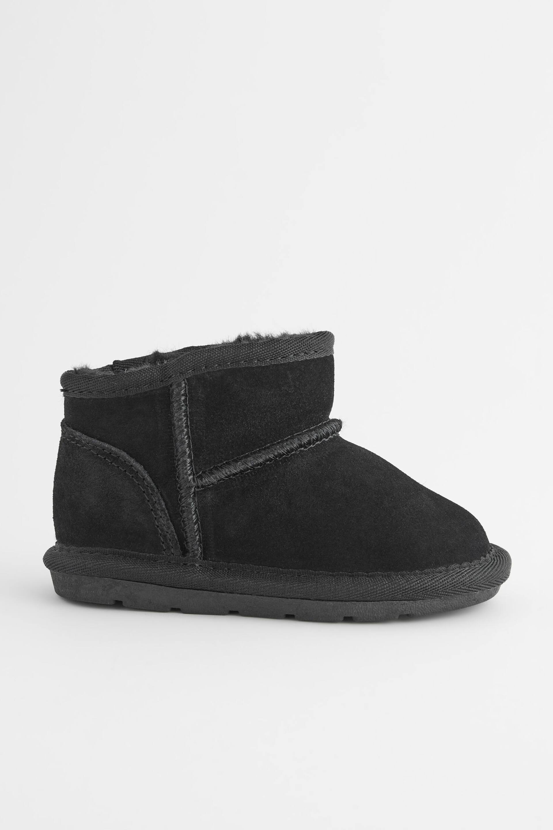 Black Suede Mini Faux Fur Lined Water Repellent Pull-On Suede Boots - Image 5 of 9