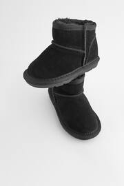 Black Suede Mini Faux Fur Lined Water Repellent Pull-On Suede Boots - Image 9 of 9