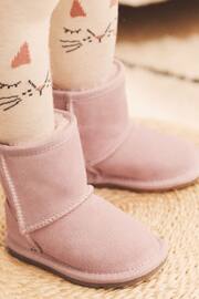 Pink Suede Tall Faux Fur Lined Water Repellent Pull-On Suede Boots - Image 2 of 7