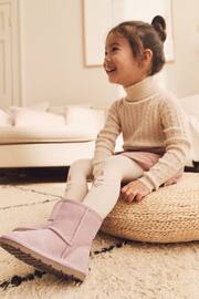 Pink Suede Tall Faux Fur Lined Water Repellent Pull-On Suede Boots - Image 3 of 7