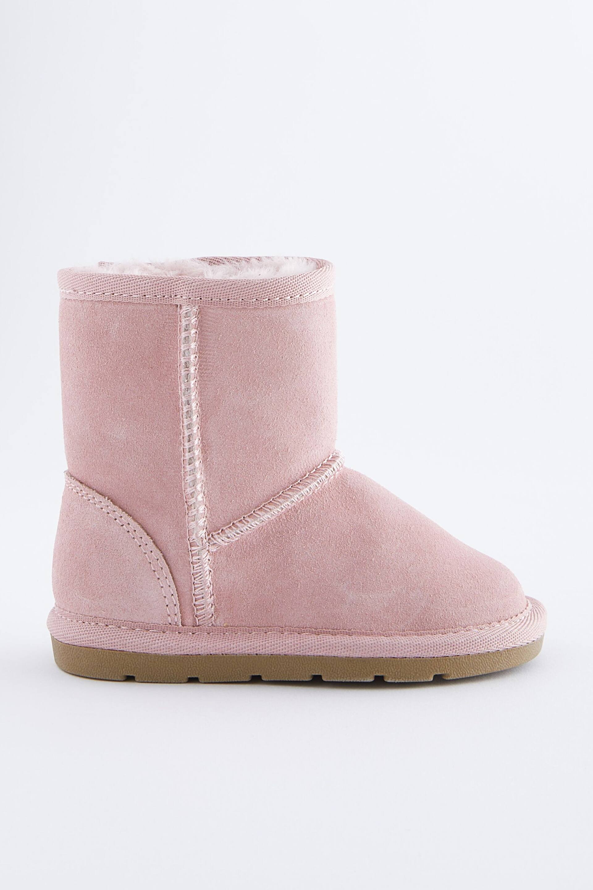 Pink Suede Tall Faux Fur Lined Water Repellent Pull-On Suede Boots - Image 4 of 7