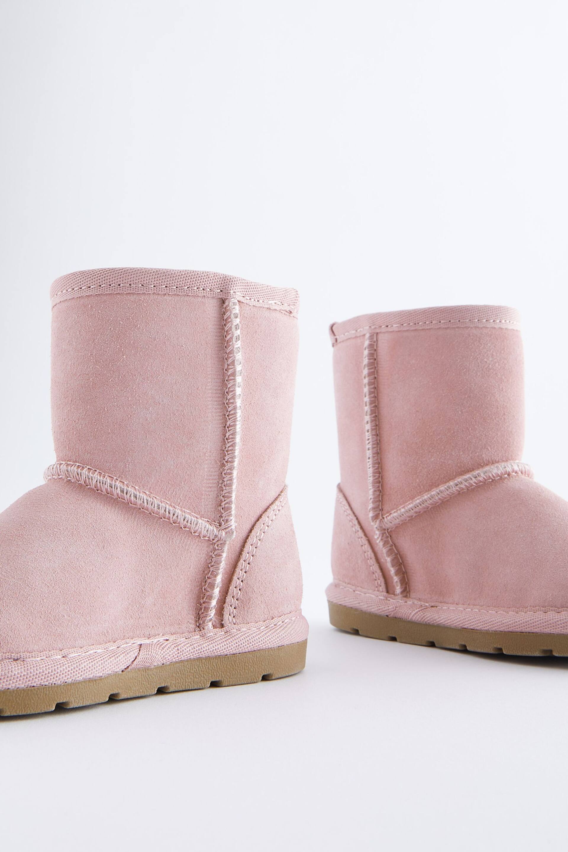 Pink Suede Tall Faux Fur Lined Water Repellent Pull-On Suede Boots - Image 6 of 7
