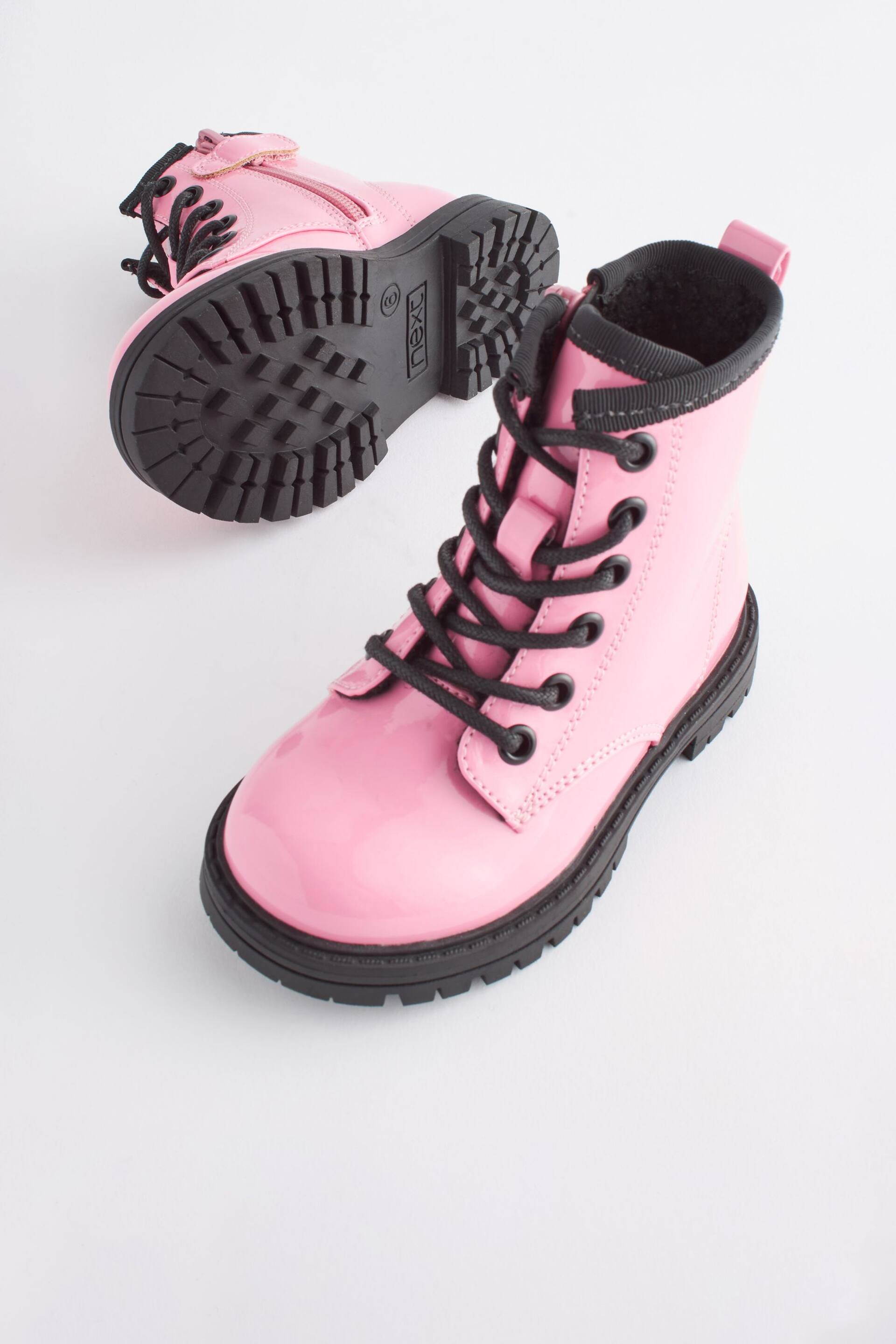Pink Standard Fit (F) Warm Lined Lace-Up Boots - Image 4 of 6