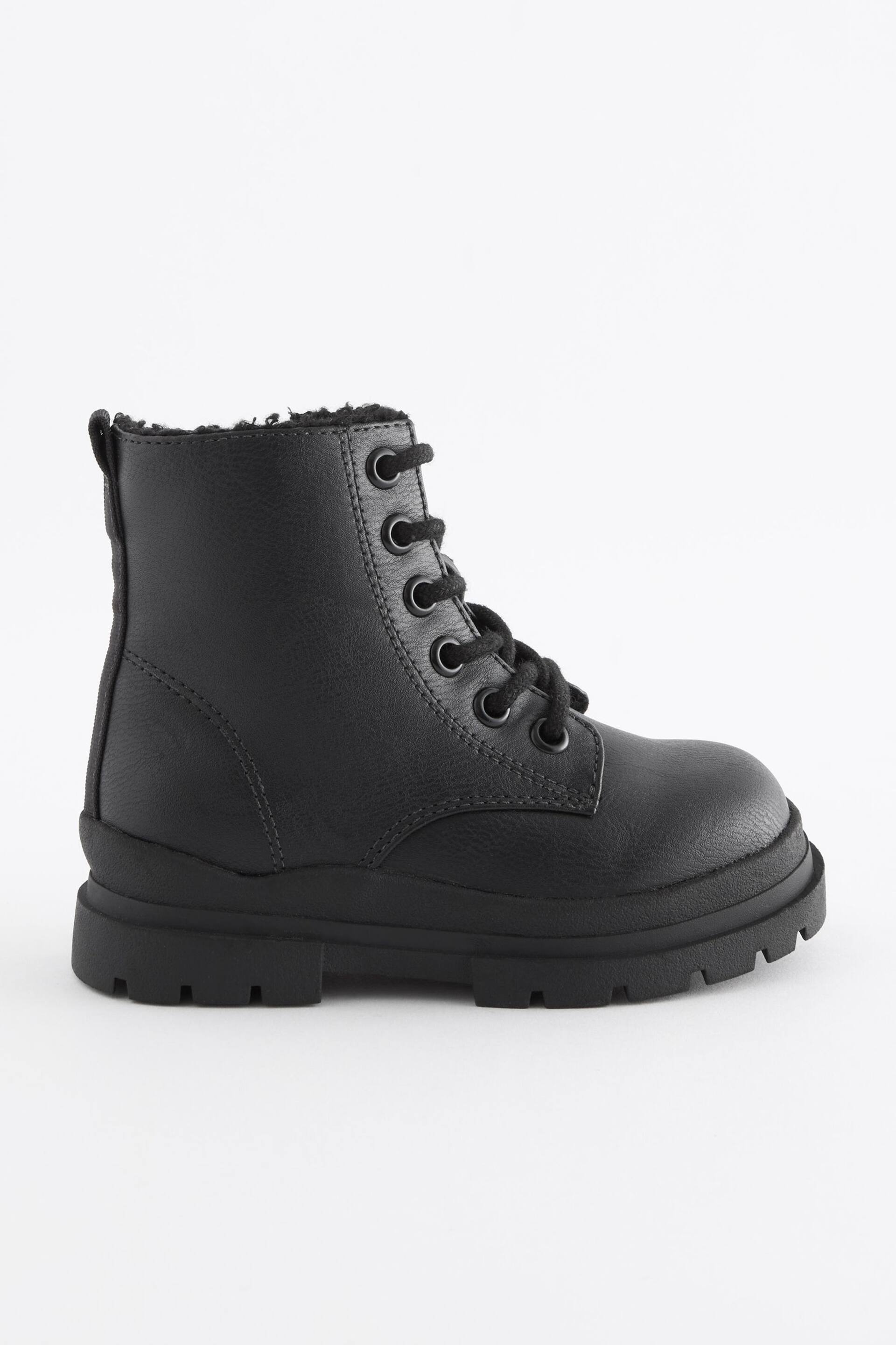 Black Warm Lined Lace-Up Boots - Image 2 of 5