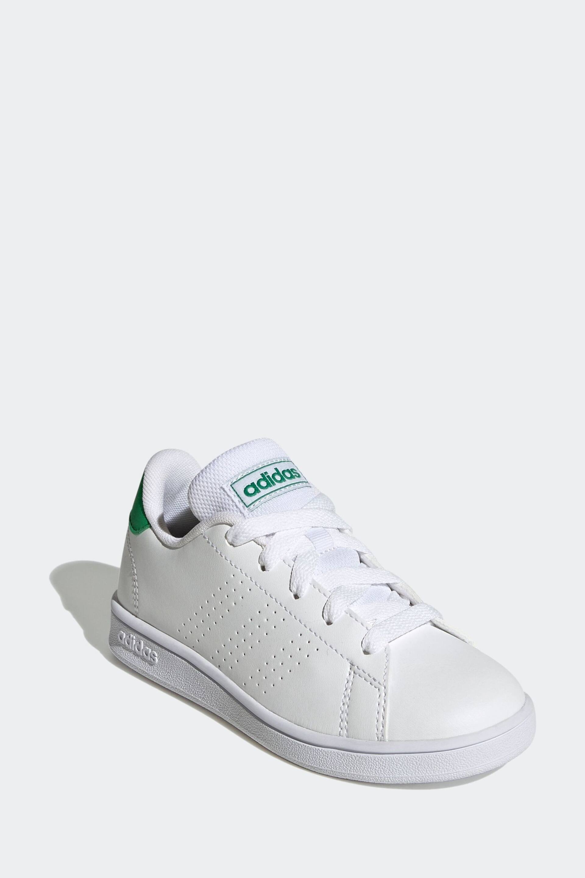 adidas Green/White Sportswear Advantage Lifestyle Court Lace Trainers - Image 4 of 9