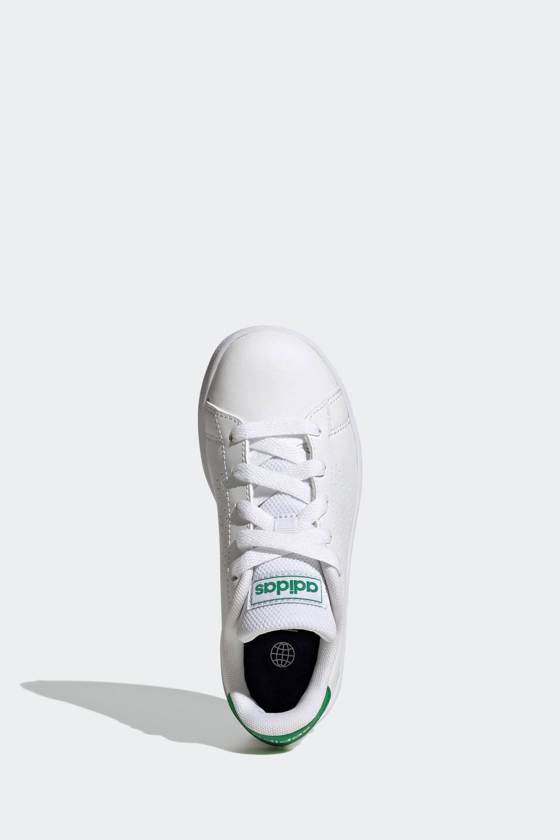 adidas Green/White Sportswear Advantage Lifestyle Court Lace Trainers - Image 6 of 9