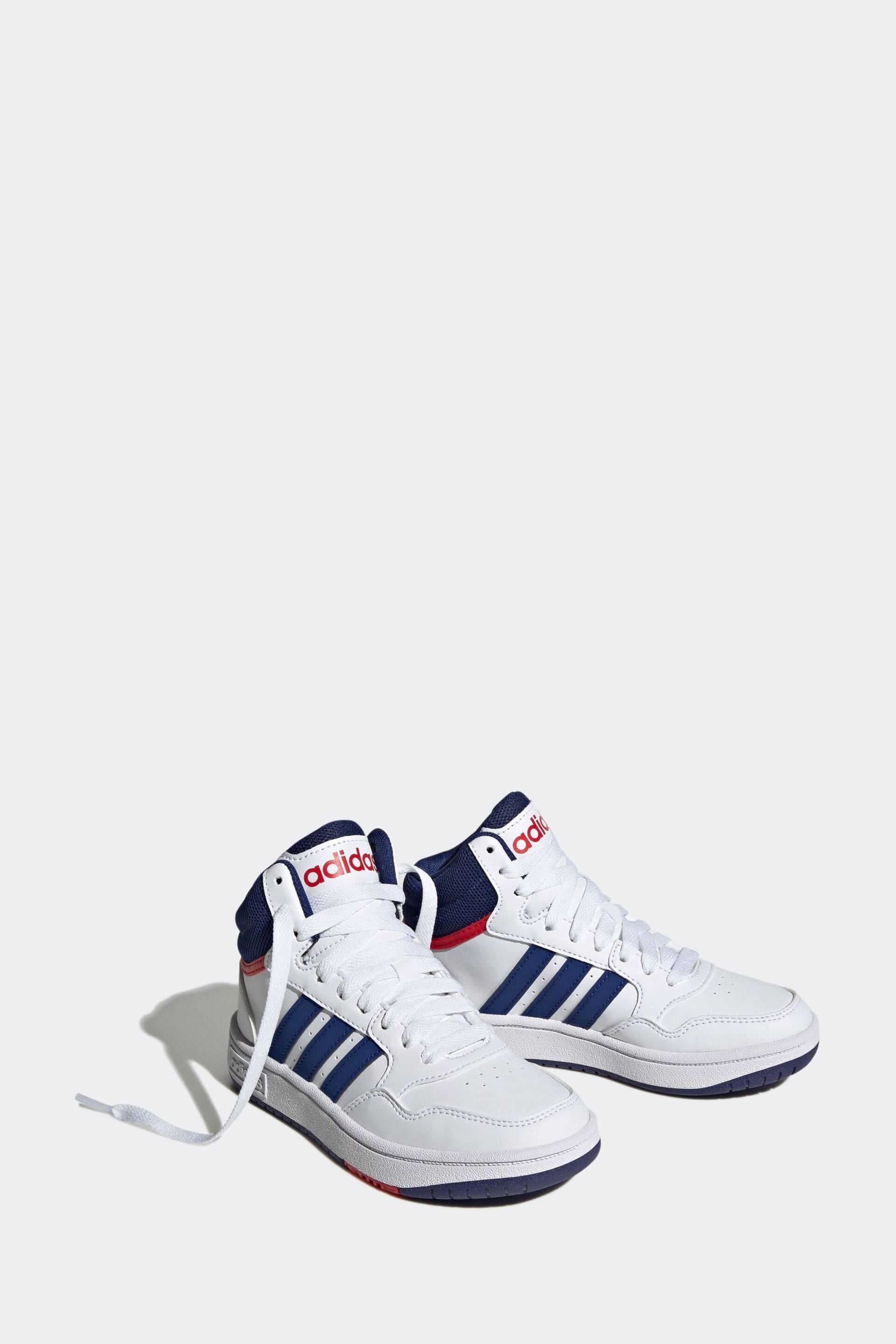 adidas White/Blue Hoops Mid Shoes - Image 3 of 9