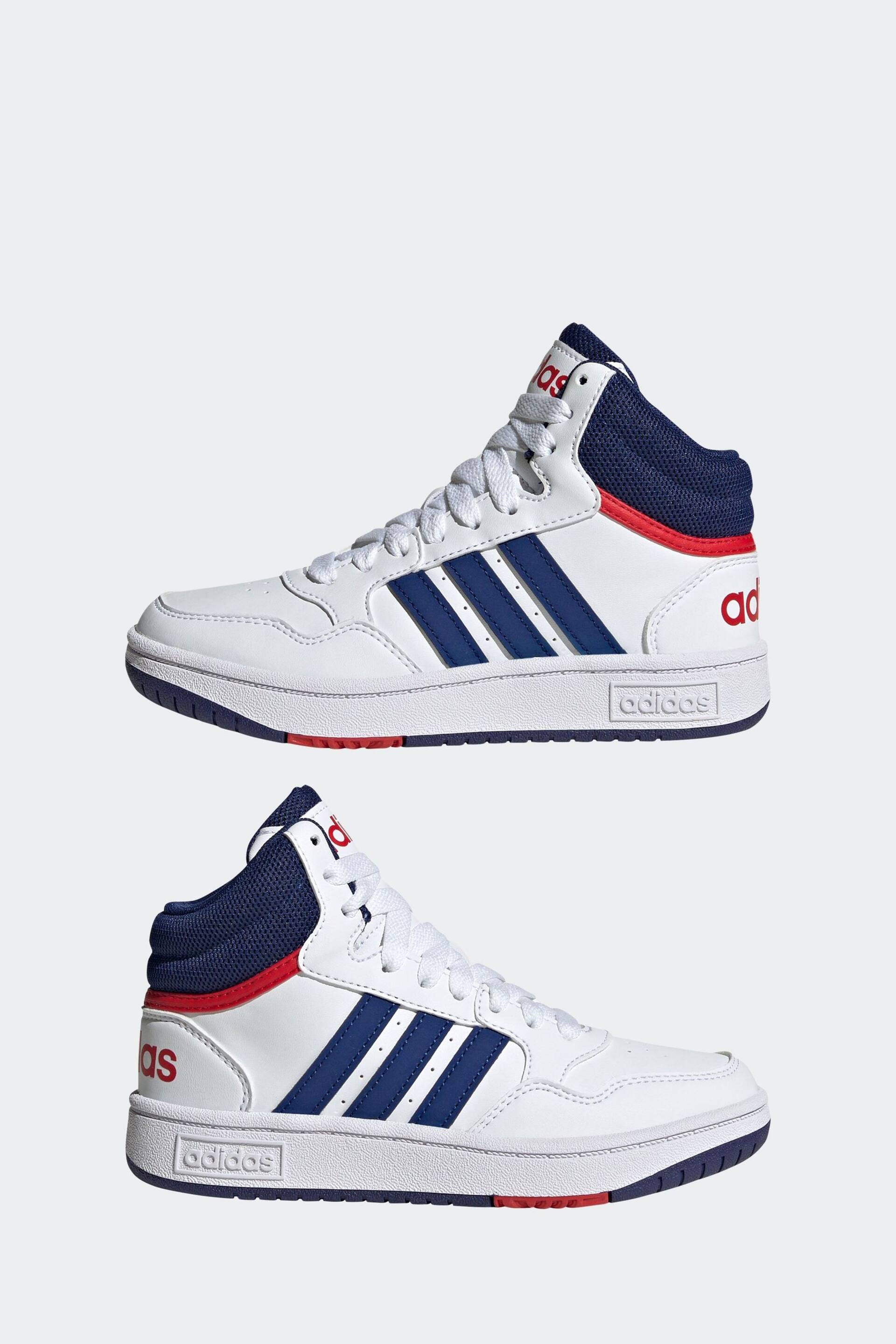adidas White/Blue Hoops Mid Shoes - Image 5 of 9
