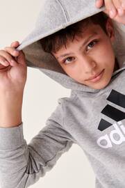 adidas Grey Sportswear Essentials Two Colored Big Logo Cotton Hoodie - Image 2 of 8