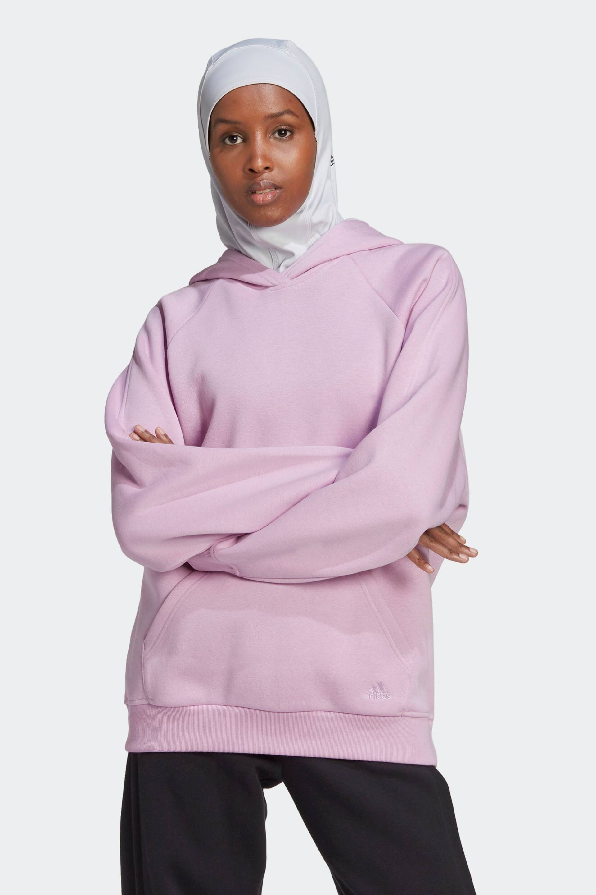 adidas Purple Sportswear All Szn Fleece Boyfriend Hoodie - Image 1 of 7