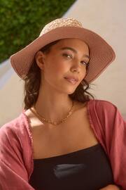 Pink Panama Hat With Chain - Image 2 of 5