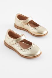 Gold Leather Leather Mary Jane Brogues - Image 1 of 5