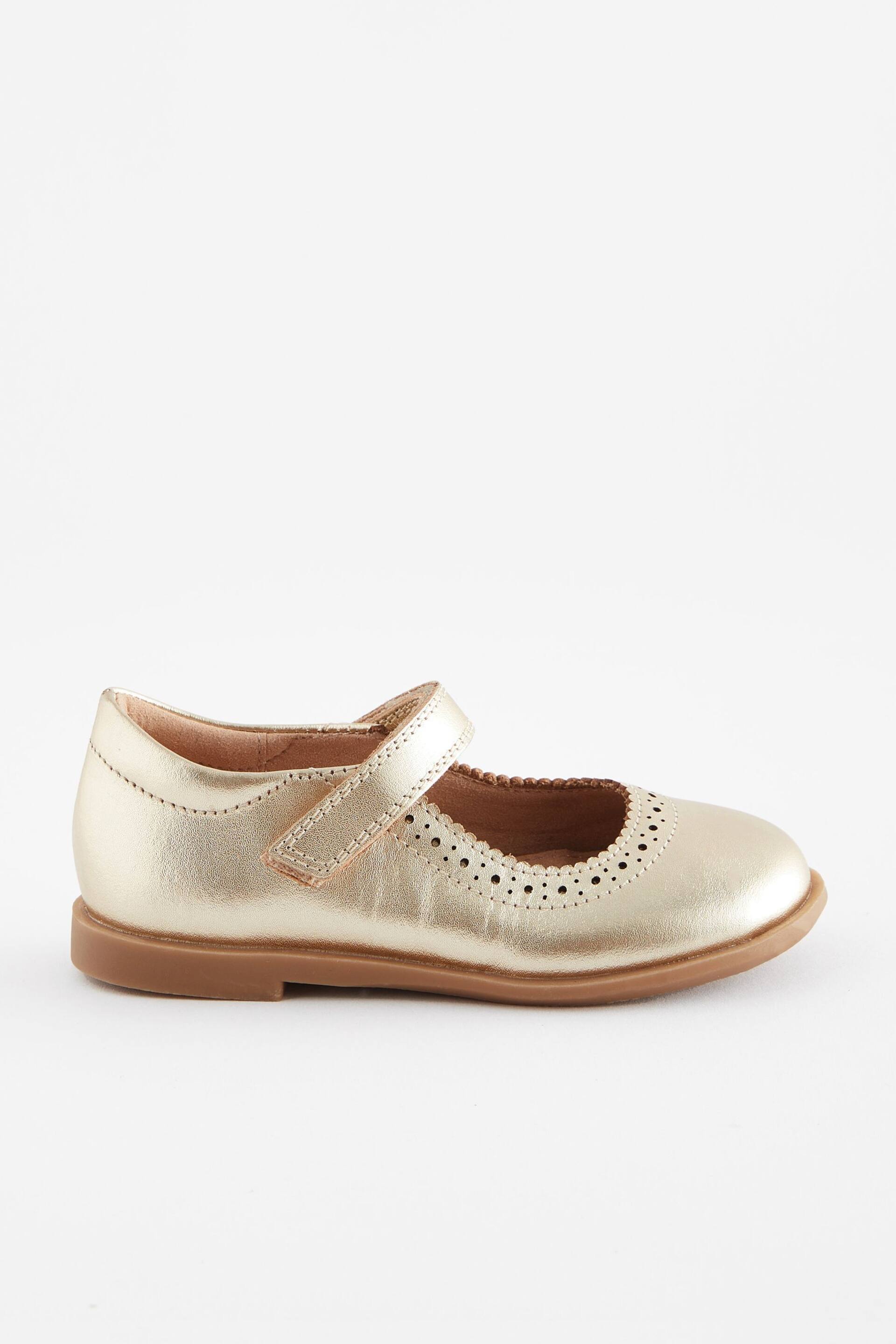 Gold Leather Leather Mary Jane Brogues - Image 2 of 5