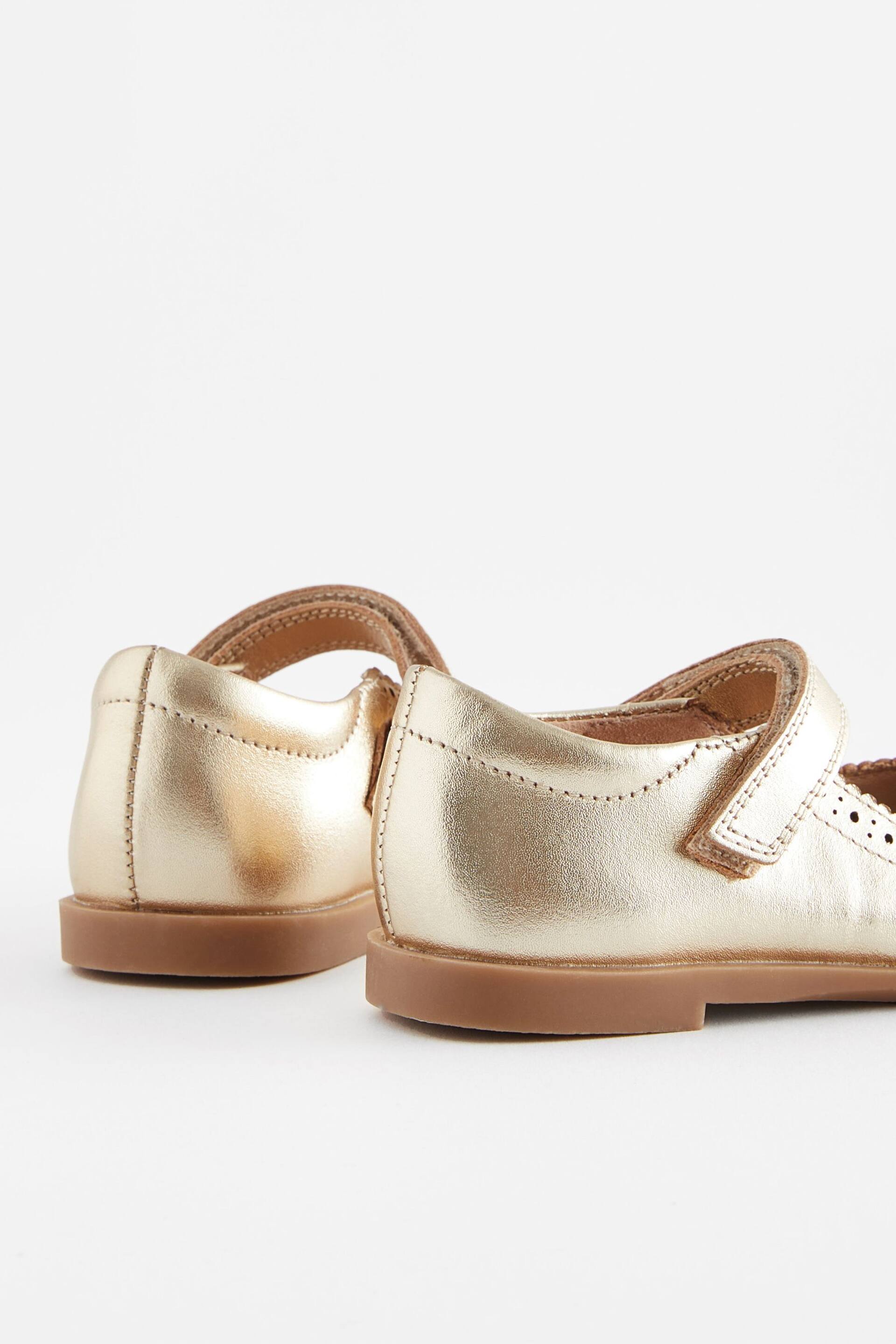 Gold Leather Leather Mary Jane Brogues - Image 4 of 5