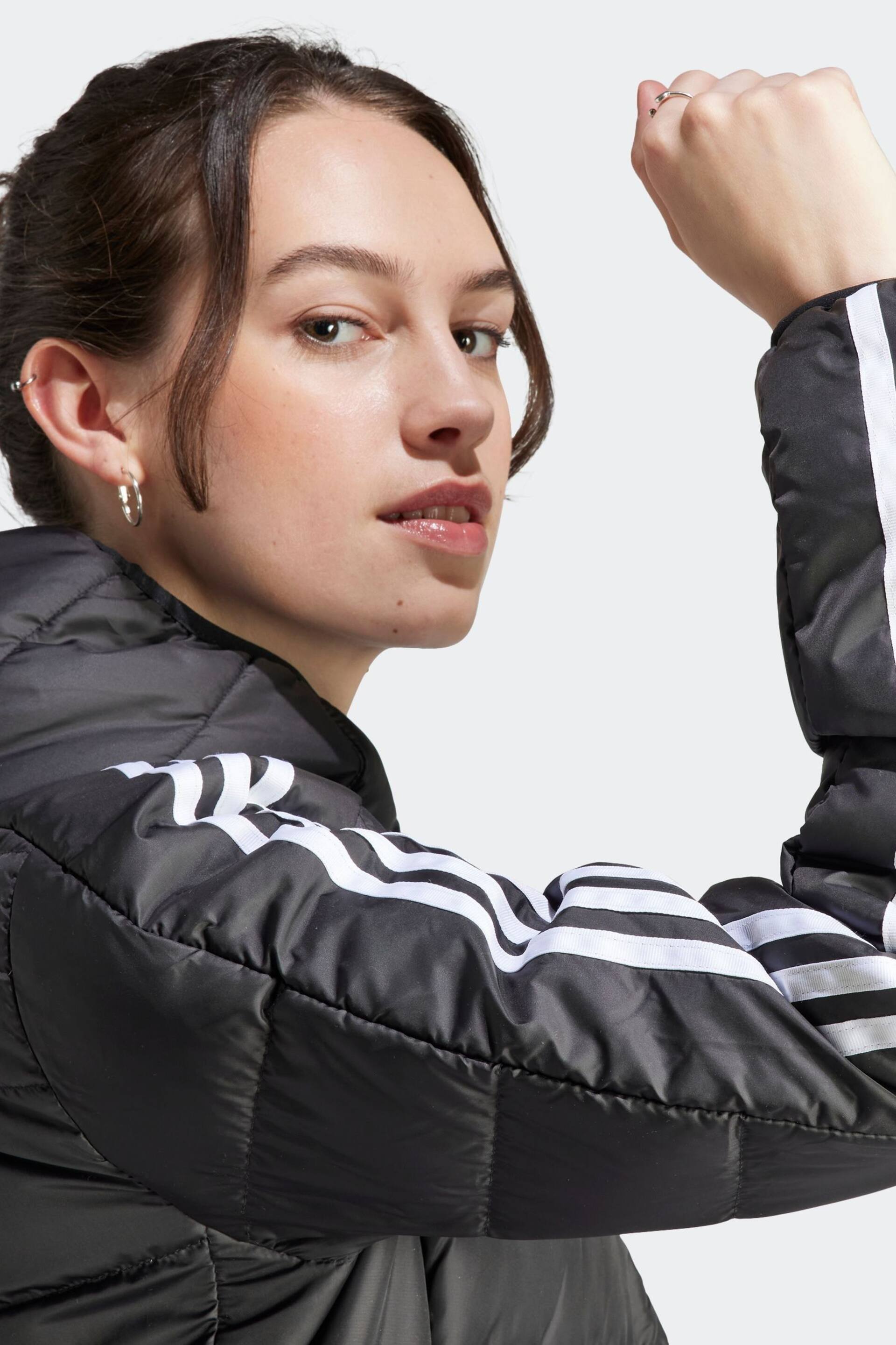 adidas Black Terrex Essentials 3-Stripes Light Down Hooded Parka - Image 5 of 7