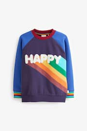 Little Bird by Jools Oliver Navy Happy Rainbow Crew Neck Sweatshirt - Image 6 of 8