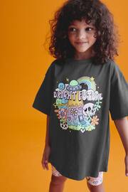 Charcoal Grey Bright Character Oversized T-Shirt and Cycle Shorts Set (3-16yrs) - Image 3 of 7