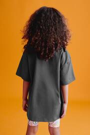 Charcoal Grey Bright Character Oversized T-Shirt and Cycle Shorts Set (3-16yrs) - Image 4 of 7