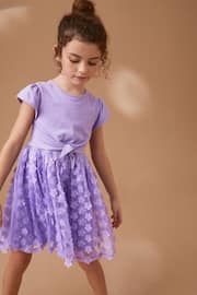 Lilac Purple 3D Floral Skirt Dress (3-12yrs) - Image 1 of 8