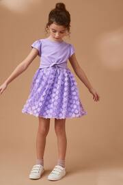 Lilac Purple 3D Floral Skirt Dress (3-12yrs) - Image 5 of 8