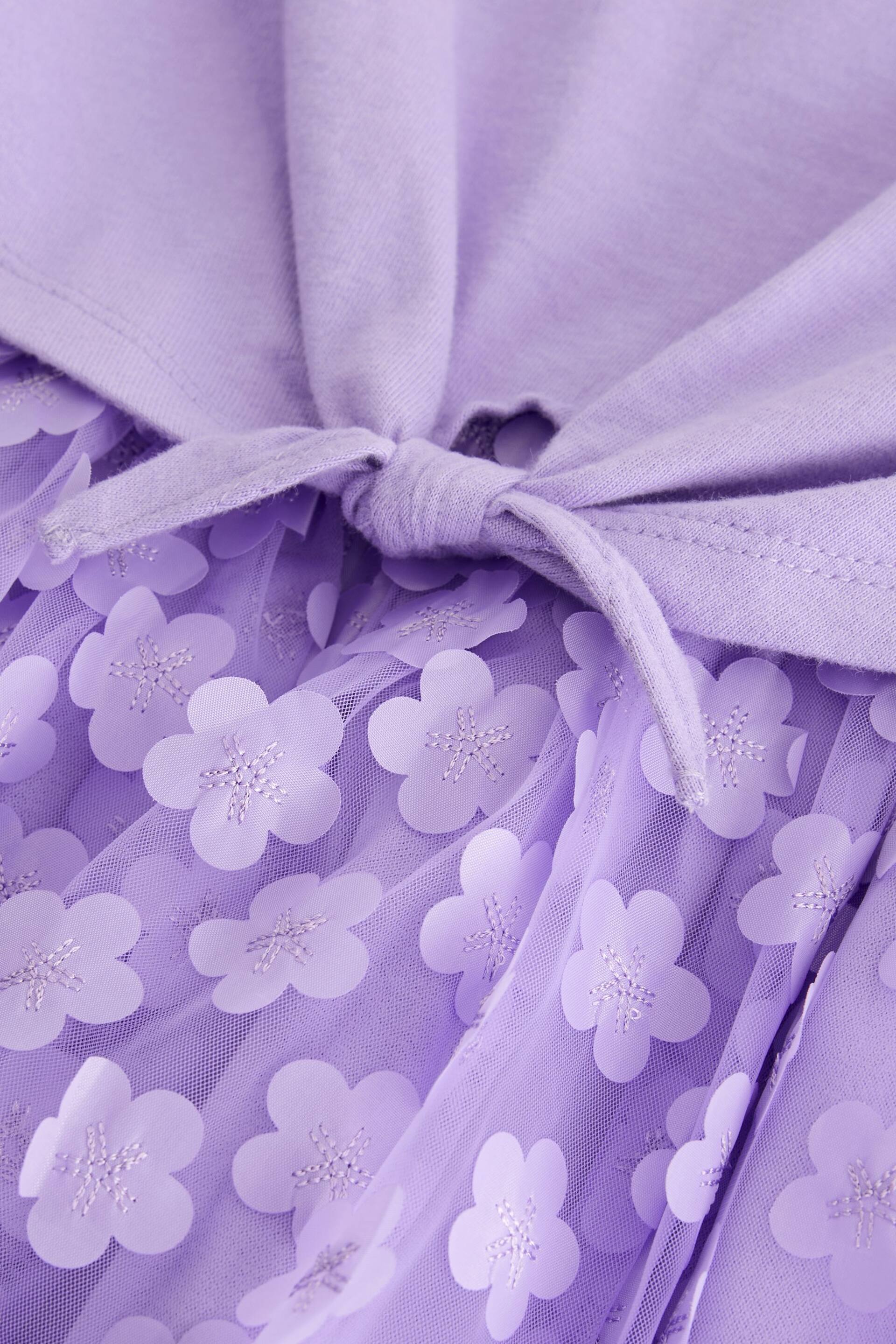 Lilac Purple 3D Floral Skirt Dress (3-12yrs) - Image 8 of 8