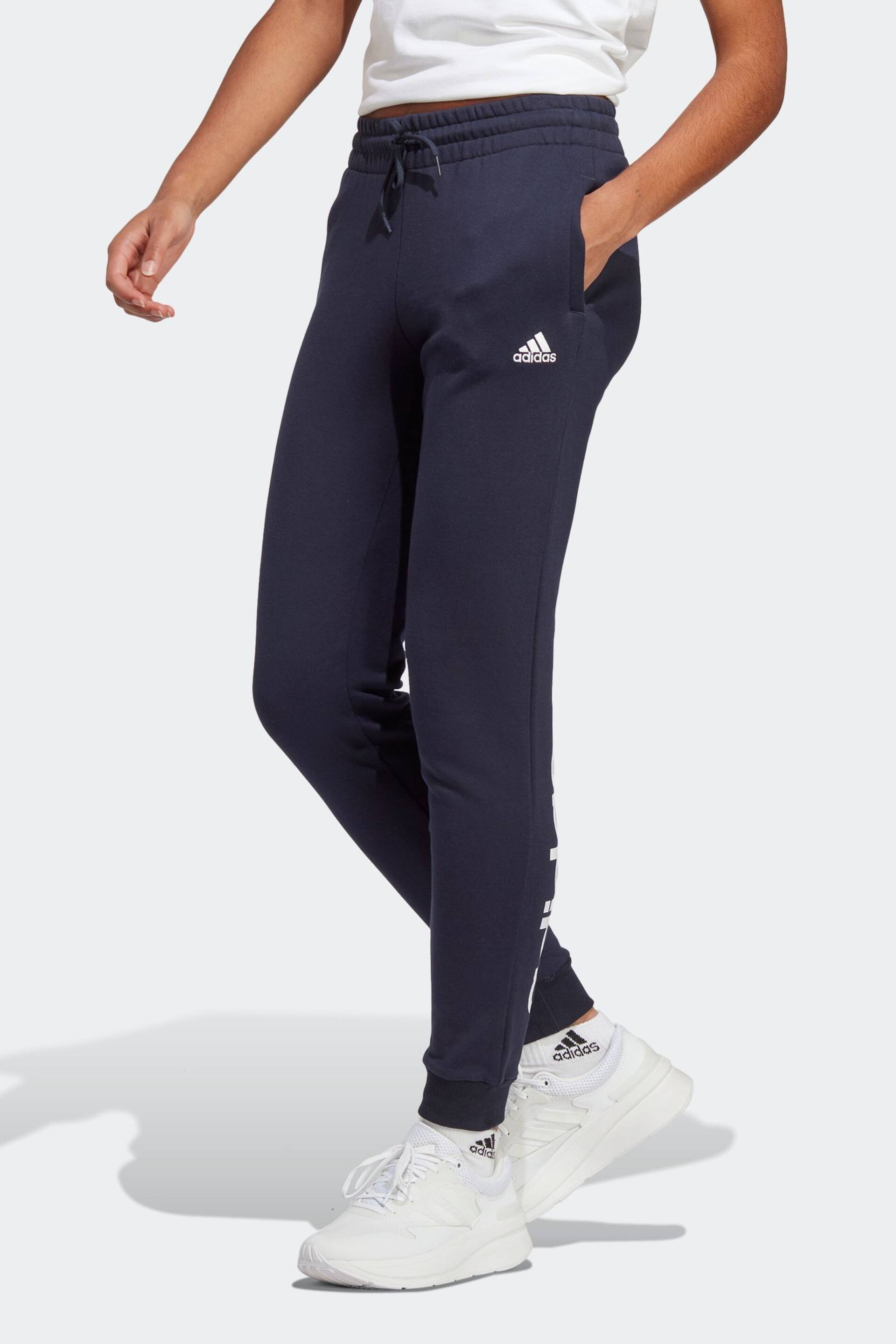 adidas Blue Sportswear Essentials Linear French Terry Cuffed Joggers - Image 1 of 6