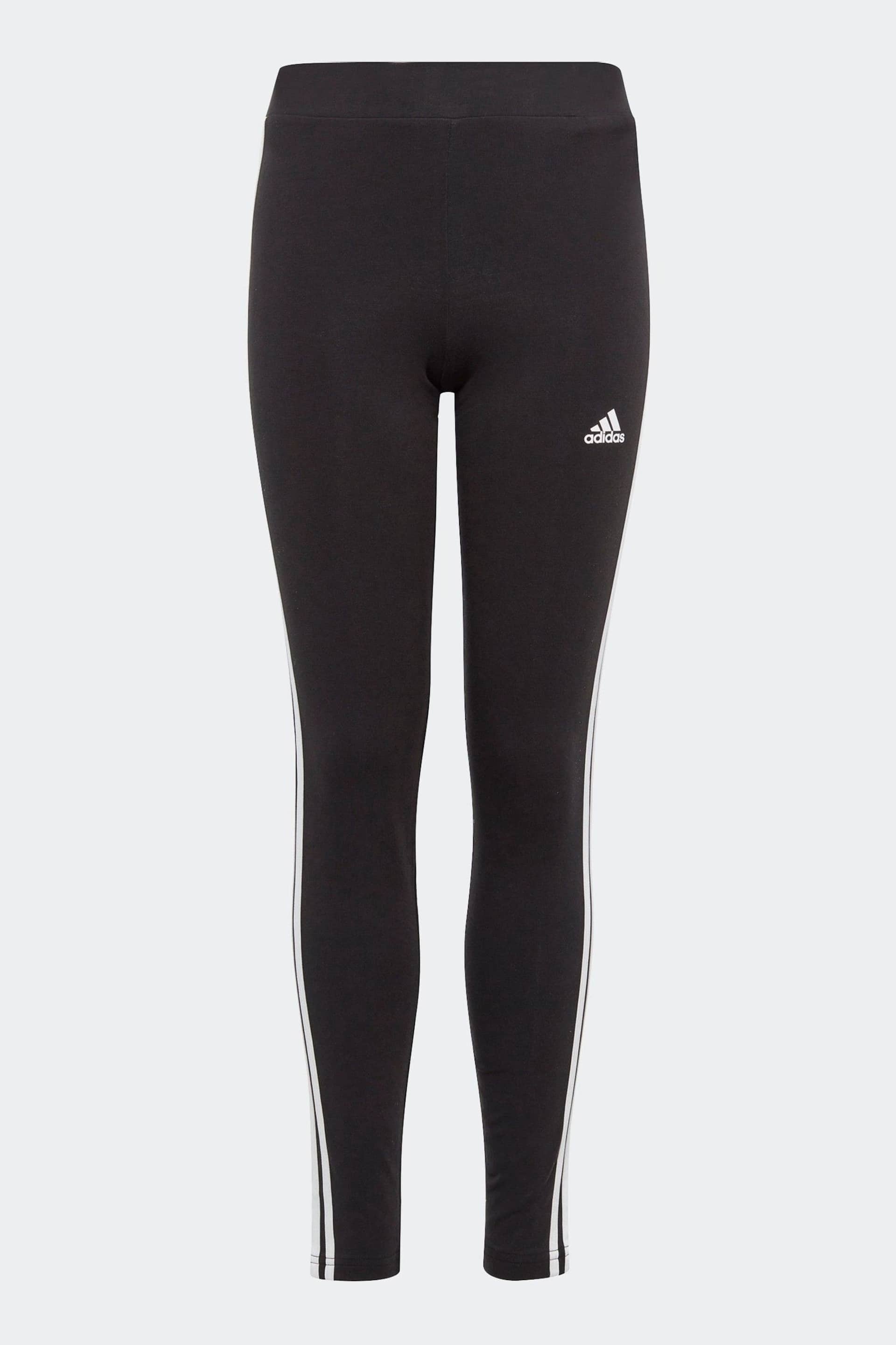 adidas Dark Black Sportswear Essentials 3-Stripes Cotton Leggings - Image 1 of 5
