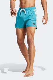 adidas Turquoise Blue 3-Stripes CLX Very Short Length Swim Shorts - Image 1 of 9