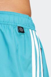adidas Turquoise Blue 3-Stripes CLX Very Short Length Swim Shorts - Image 7 of 9