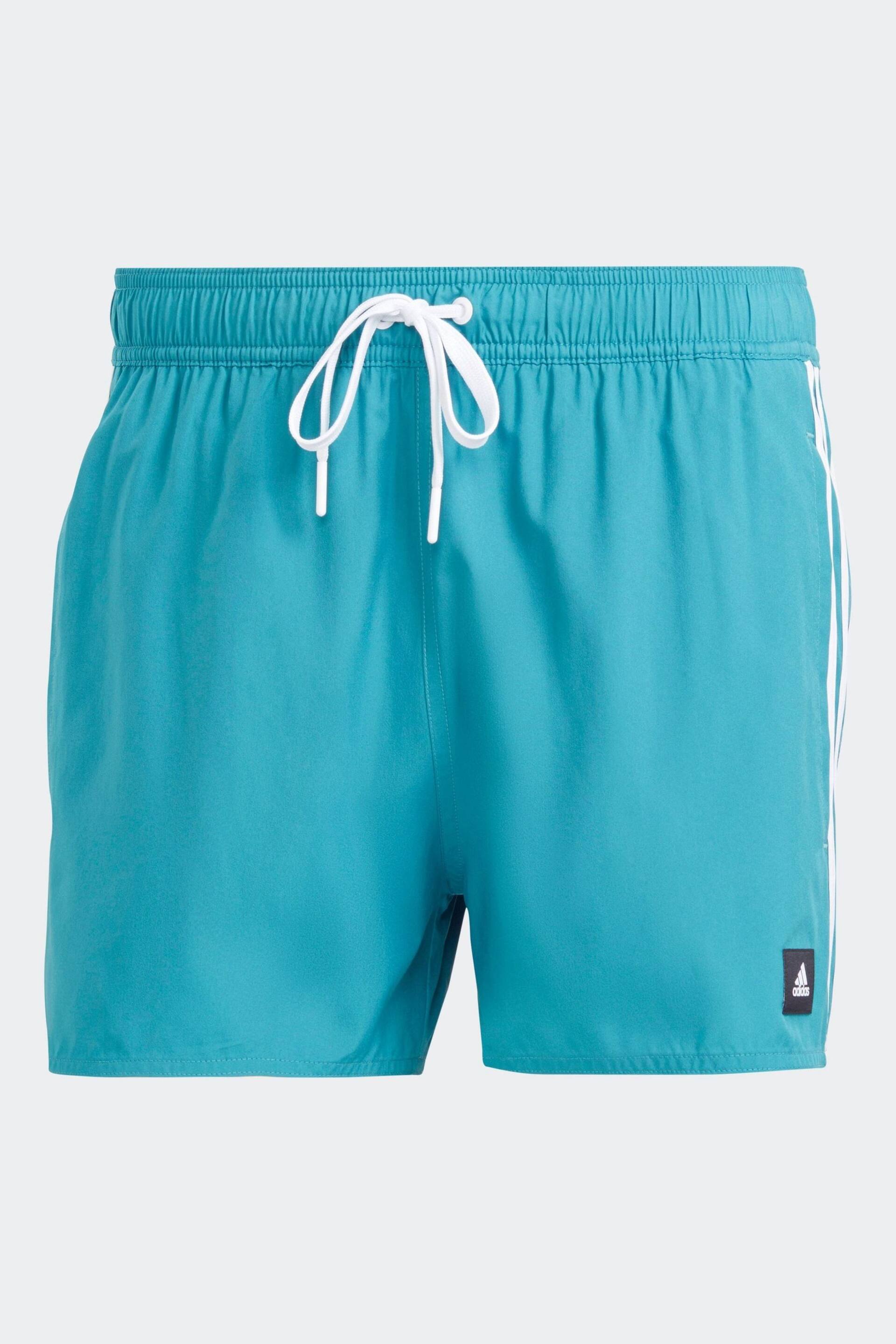 adidas Turquoise Blue 3-Stripes CLX Very Short Length Swim Shorts - Image 9 of 9