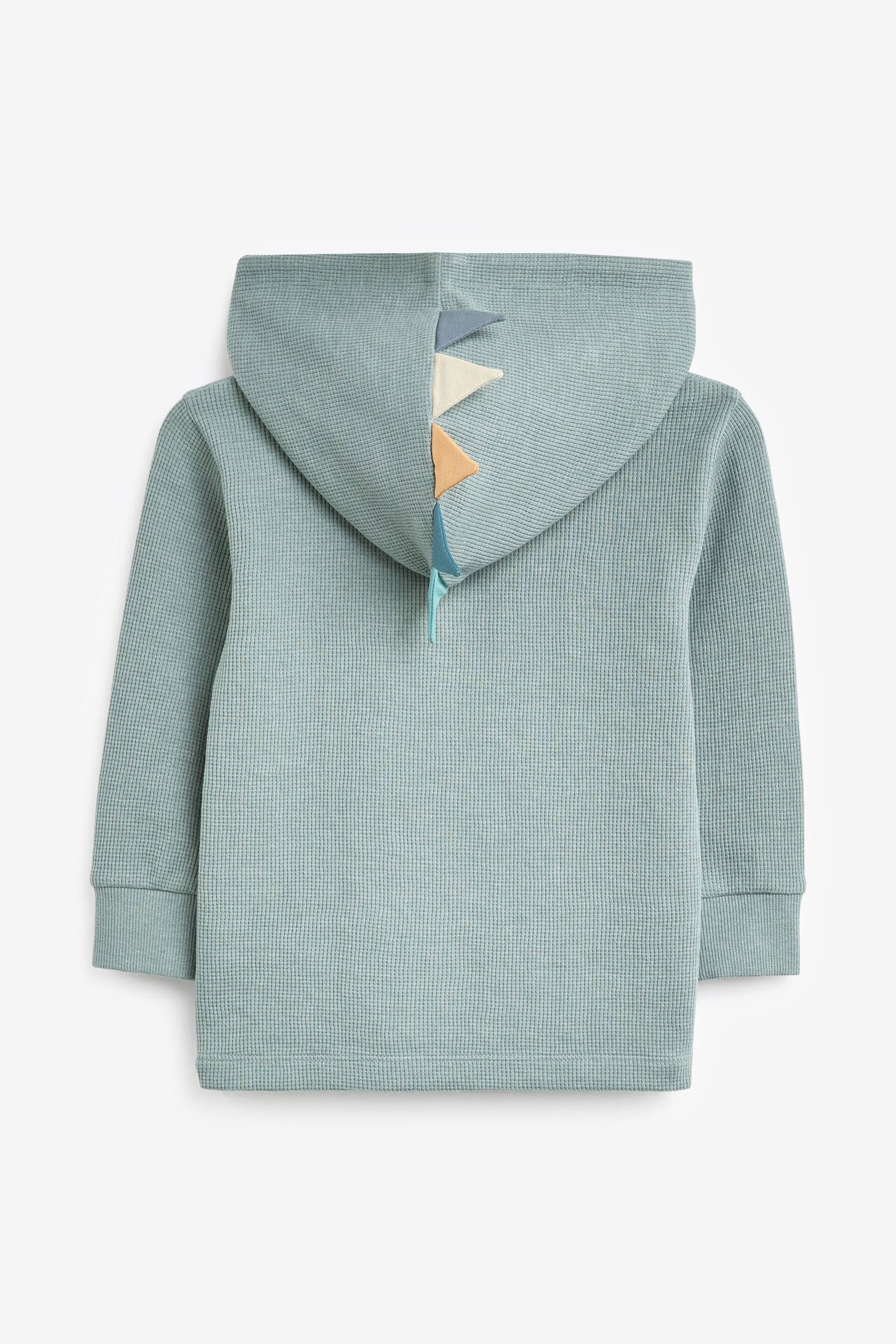 Mineral Blue Textured Jersey Dino Spikes Hoodie (3mths-10yrs) - Image 2 of 2