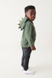 Khaki Green Textured Jersey Dino Spikes Hoodie (3mths-10yrs) - Image 3 of 6