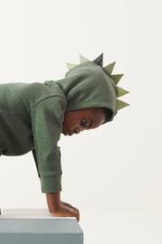 Khaki Green Textured Jersey Dino Spikes Hoodie (3mths-10yrs) - Image 4 of 6