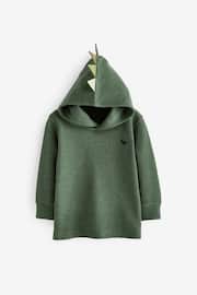 Khaki Green Textured Jersey Dino Spikes Hoodie (3mths-10yrs) - Image 5 of 6