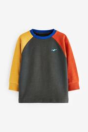 Charcoal Grey/Yellow/Red Cosy Colourblock Long Sleeve T-Shirt (3mths-7yrs) - Image 1 of 3