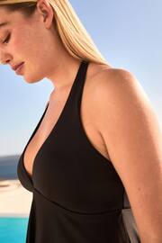 Black Halterneck Tummy Control Skirted Swim Dress - Image 4 of 5